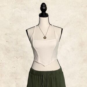 Urban Outfitters White Ribbed Crop Top